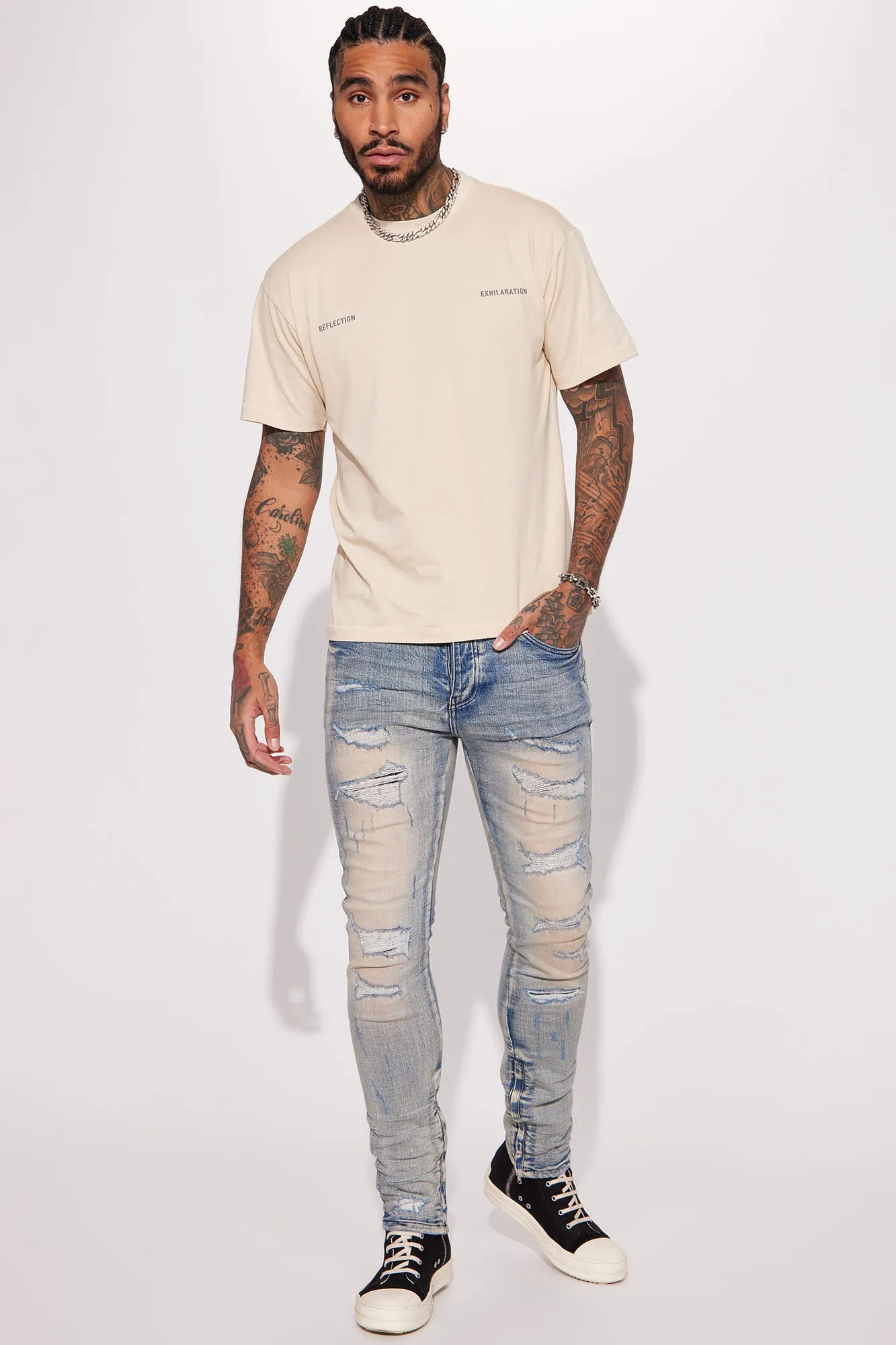 Be Ahead Ankle Zipper Stacked Skinny Jeans - Vintage Blue Wash