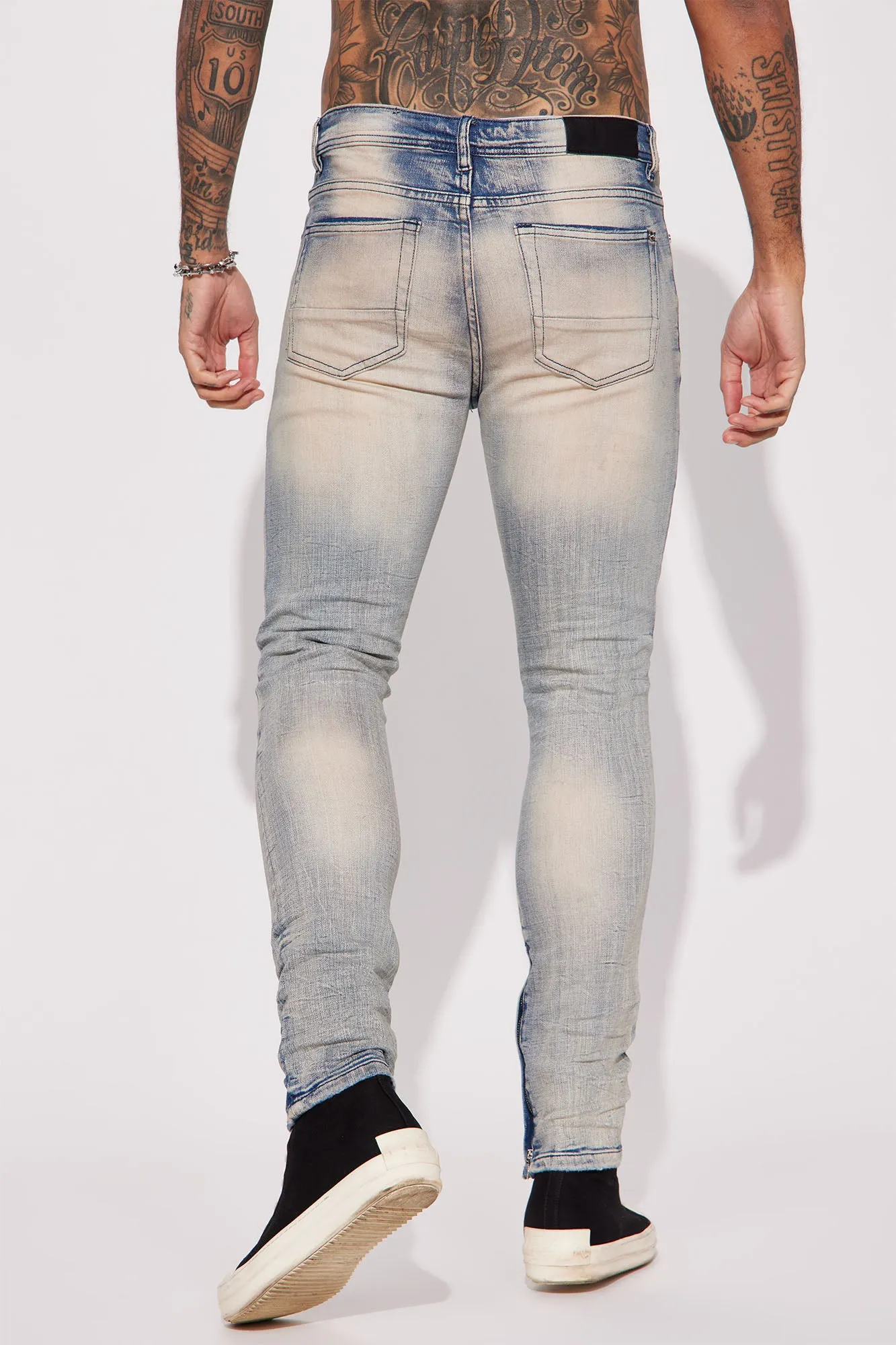 Be Ahead Ankle Zipper Stacked Skinny Jeans - Vintage Blue Wash