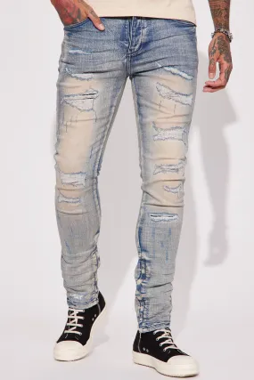 Be Ahead Ankle Zipper Stacked Skinny Jeans - Vintage Blue Wash