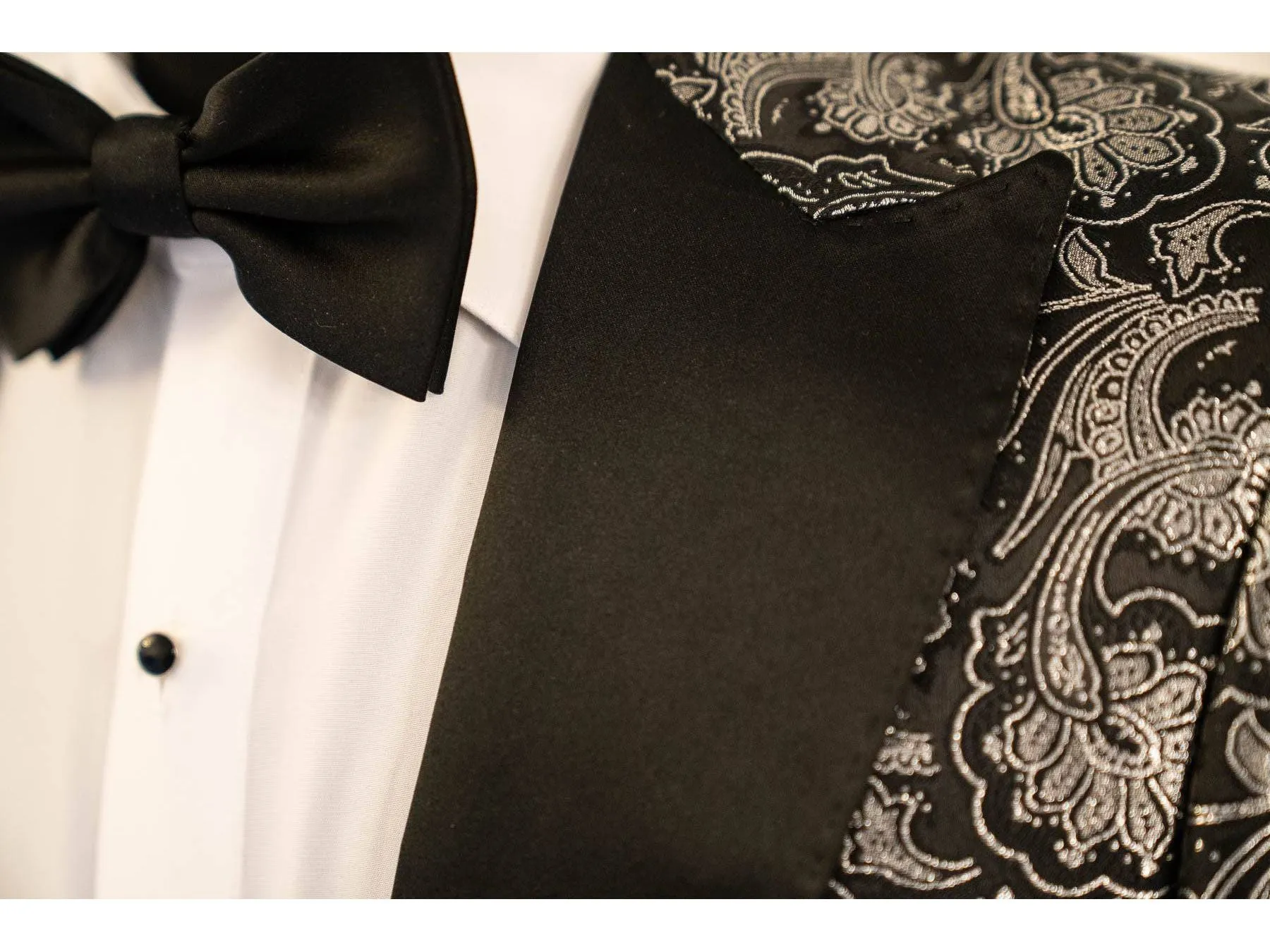 Black & Grey Belagio Paisley Dinner Jacket Tuxedo Rental