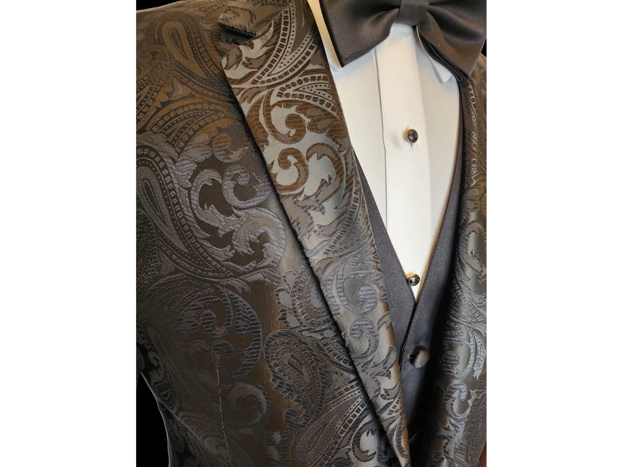 Black Paisley Tonal Dinner Jacket Tuxedo Rental