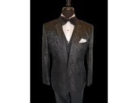 Black Paisley Tonal Dinner Jacket Tuxedo Rental
