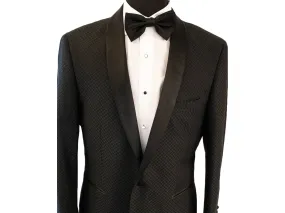 Black Solid Diamond Textured Shawl Tuxedo Rental