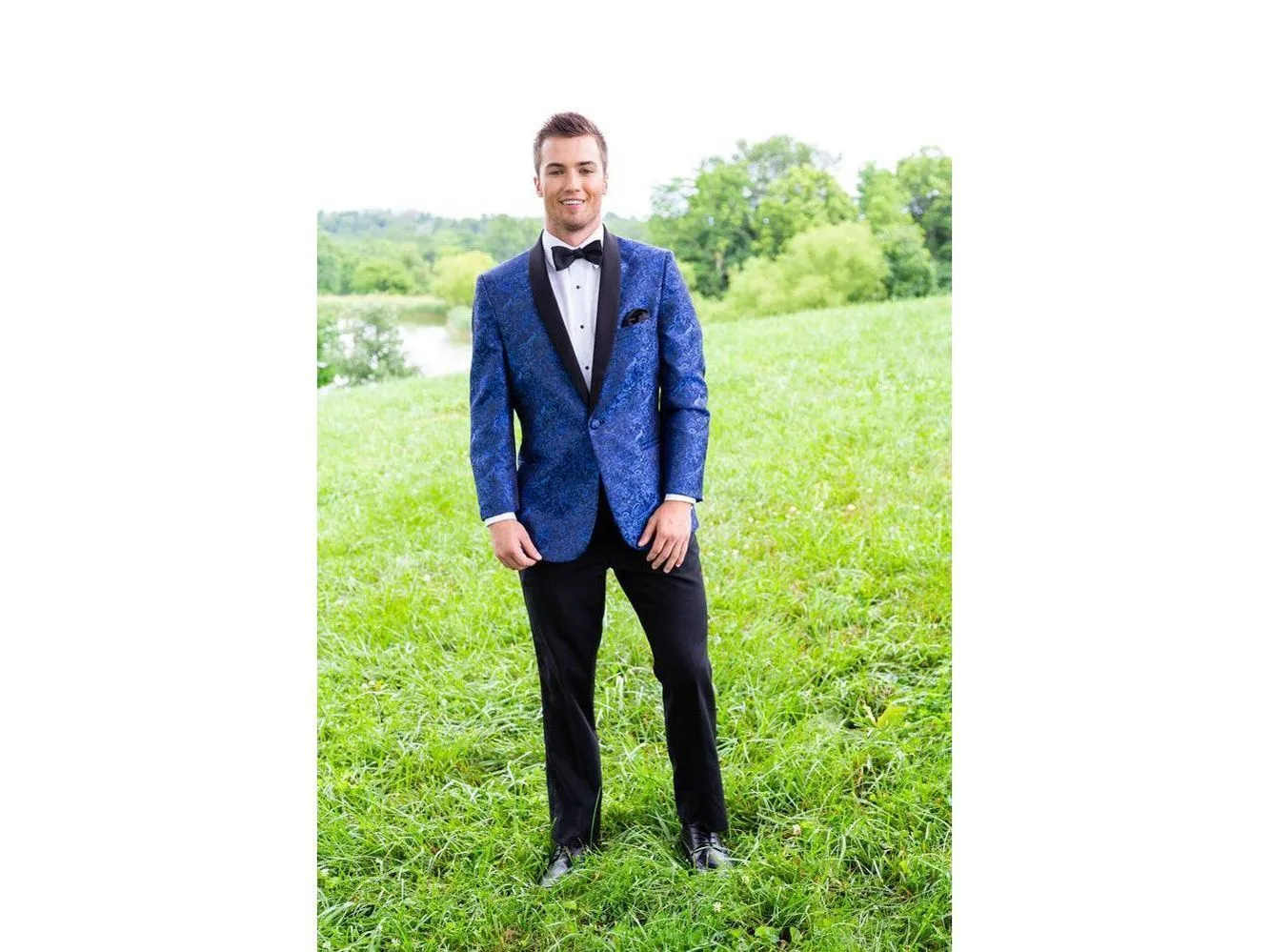 Blue Aria Paisley Shawl lapel Dinner Jacket Tuxedo Rental