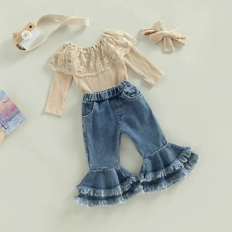 Boho Flared Jeans Baby Set