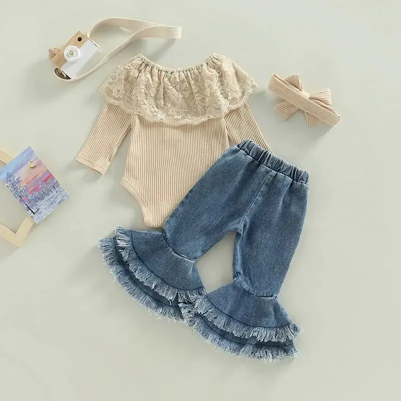 Boho Flared Jeans Baby Set