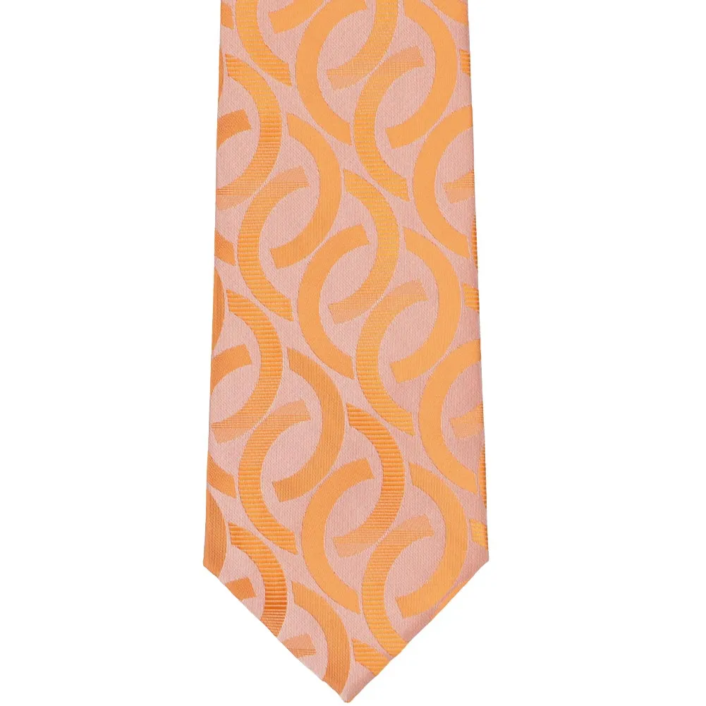 Bright Tangerine Kay Link Pattern Necktie