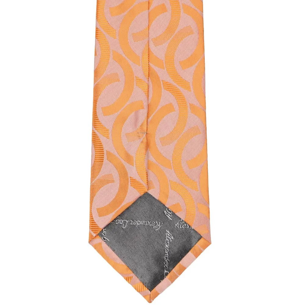 Bright Tangerine Kay Link Pattern Necktie