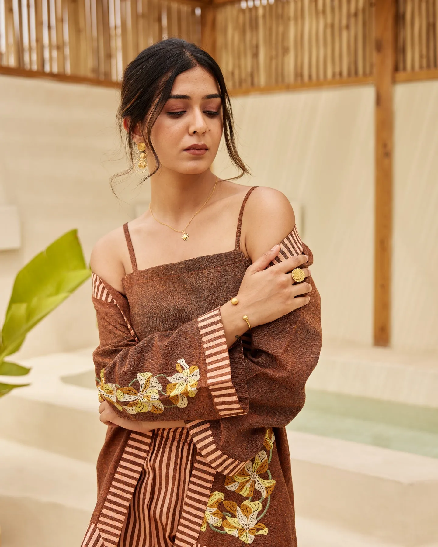 Brown Pinstripe Co Ord Set