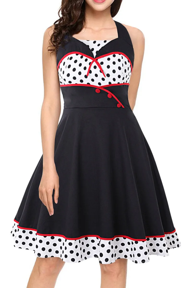 BT3161 Polka Dots Halter Dress