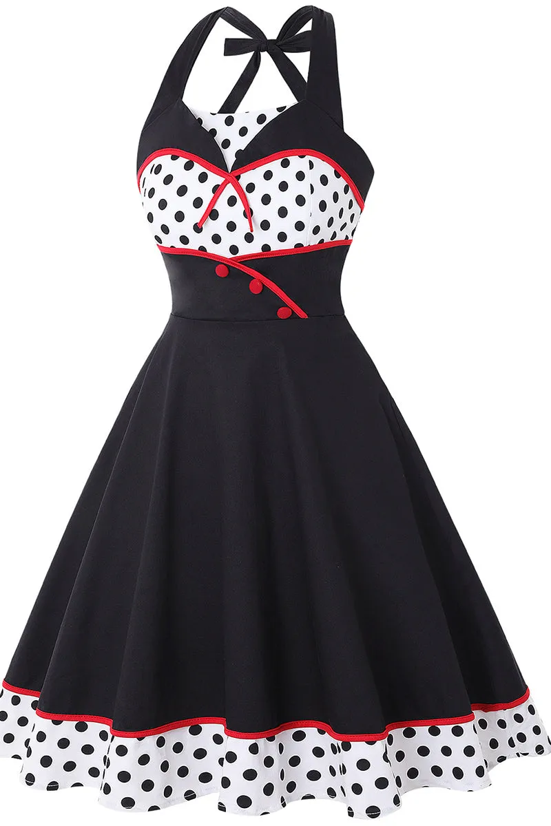 BT3161 Polka Dots Halter Dress