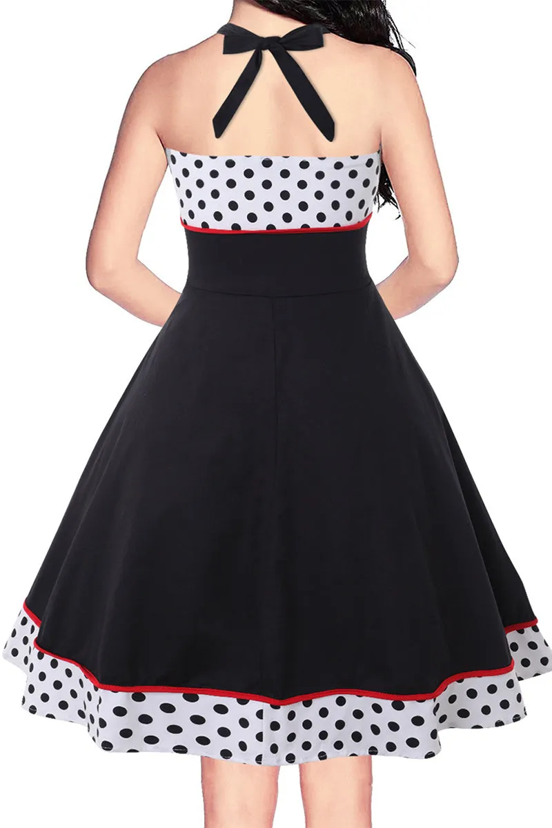BT3161 Polka Dots Halter Dress