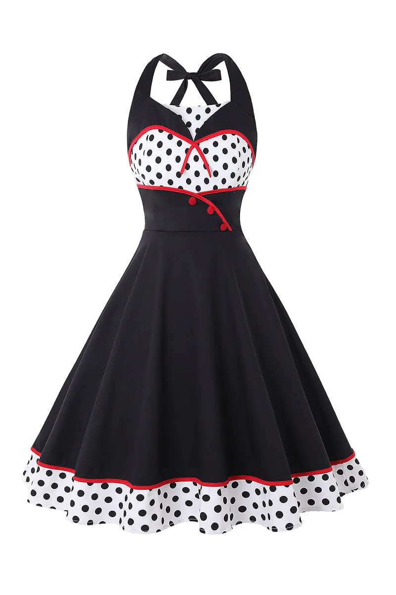 BT3161 Polka Dots Halter Dress