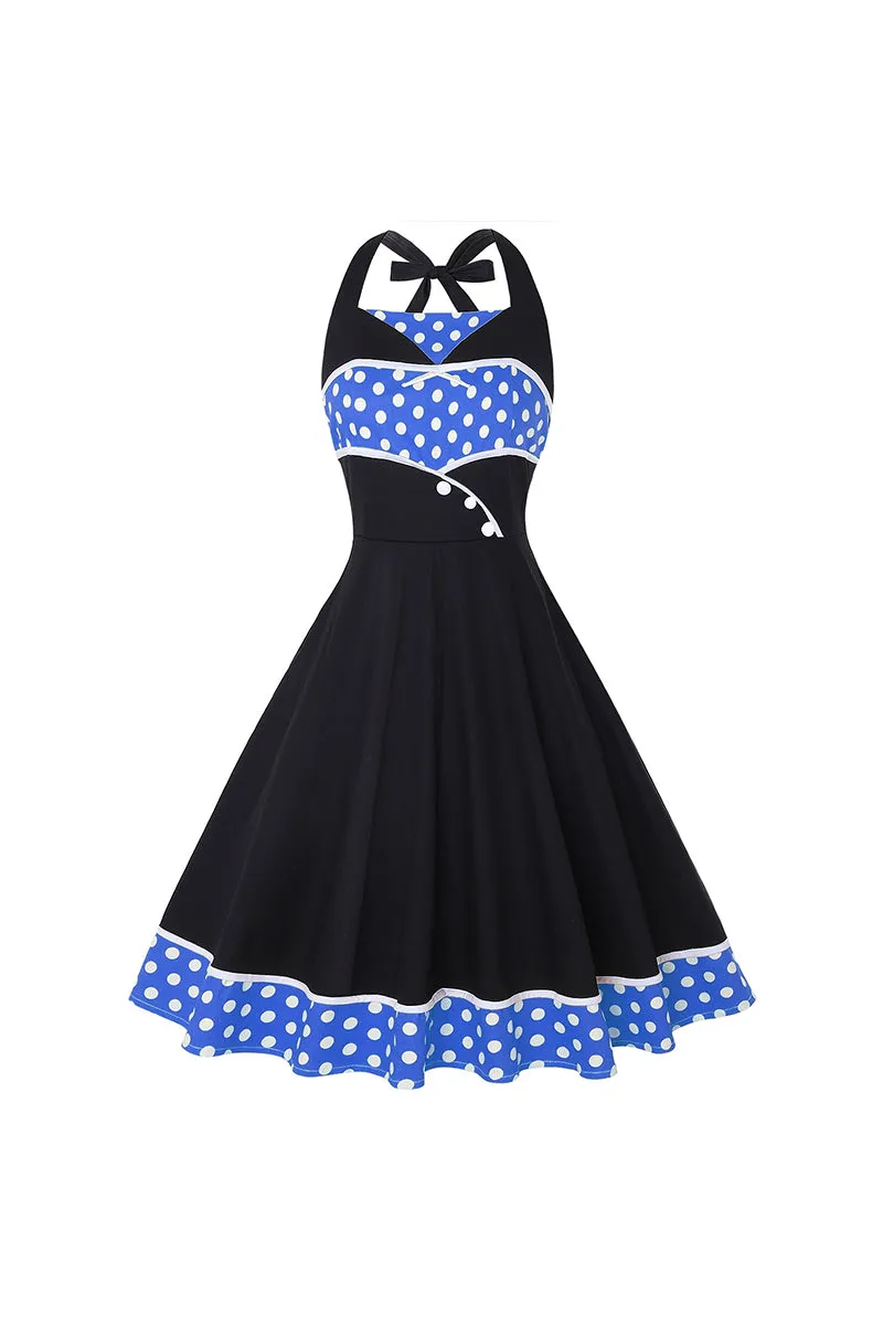 BT3161 Polka Dots Halter Dress