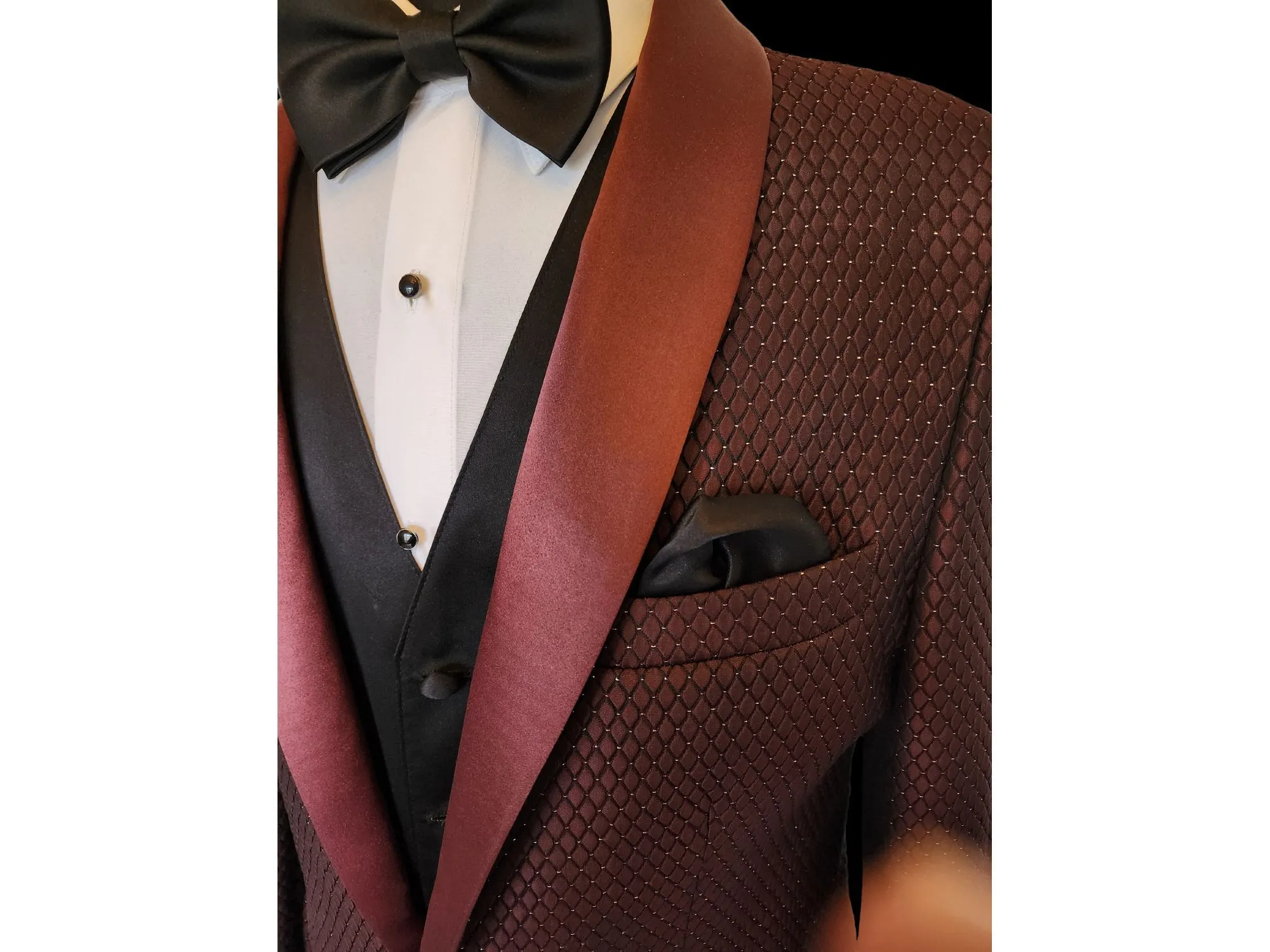 Burgundy Sparkle Diamond Shawl Tuxedo Rental