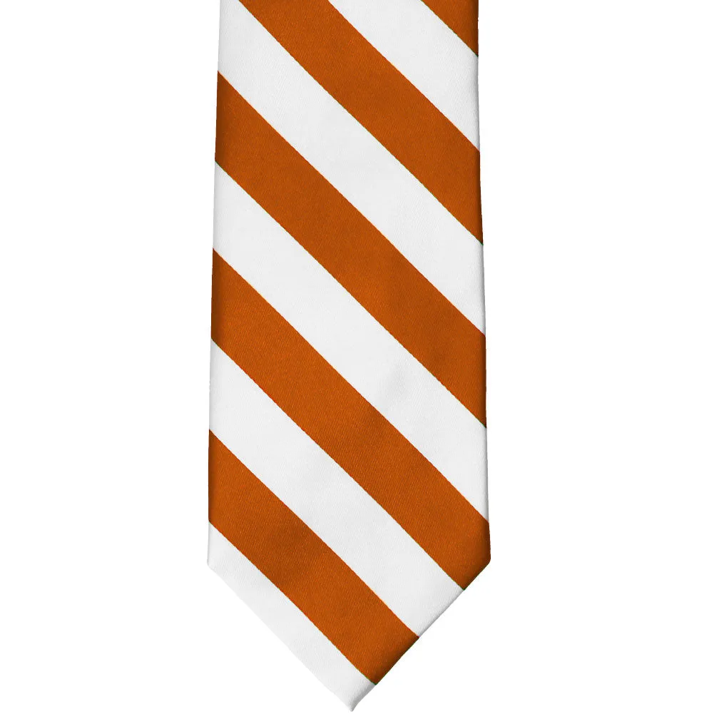 Burnt Orange and White Striped Tie