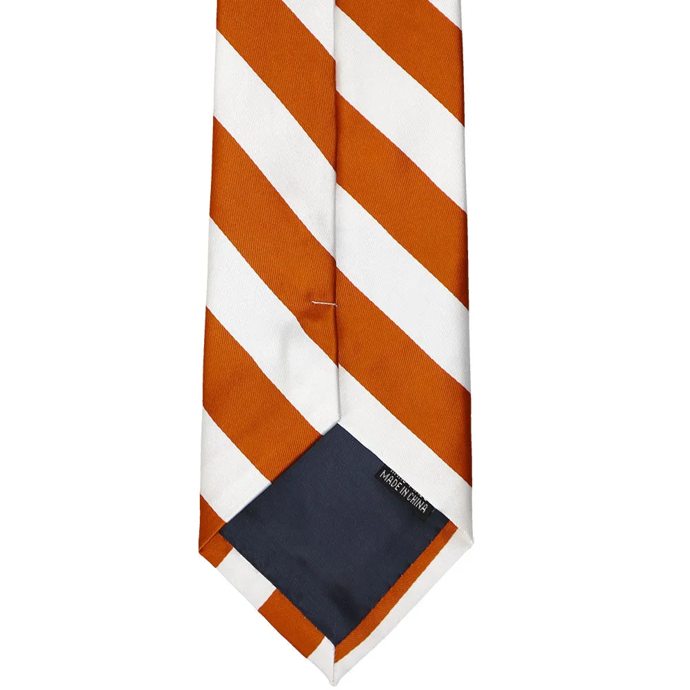 Burnt Orange and White Striped Tie
