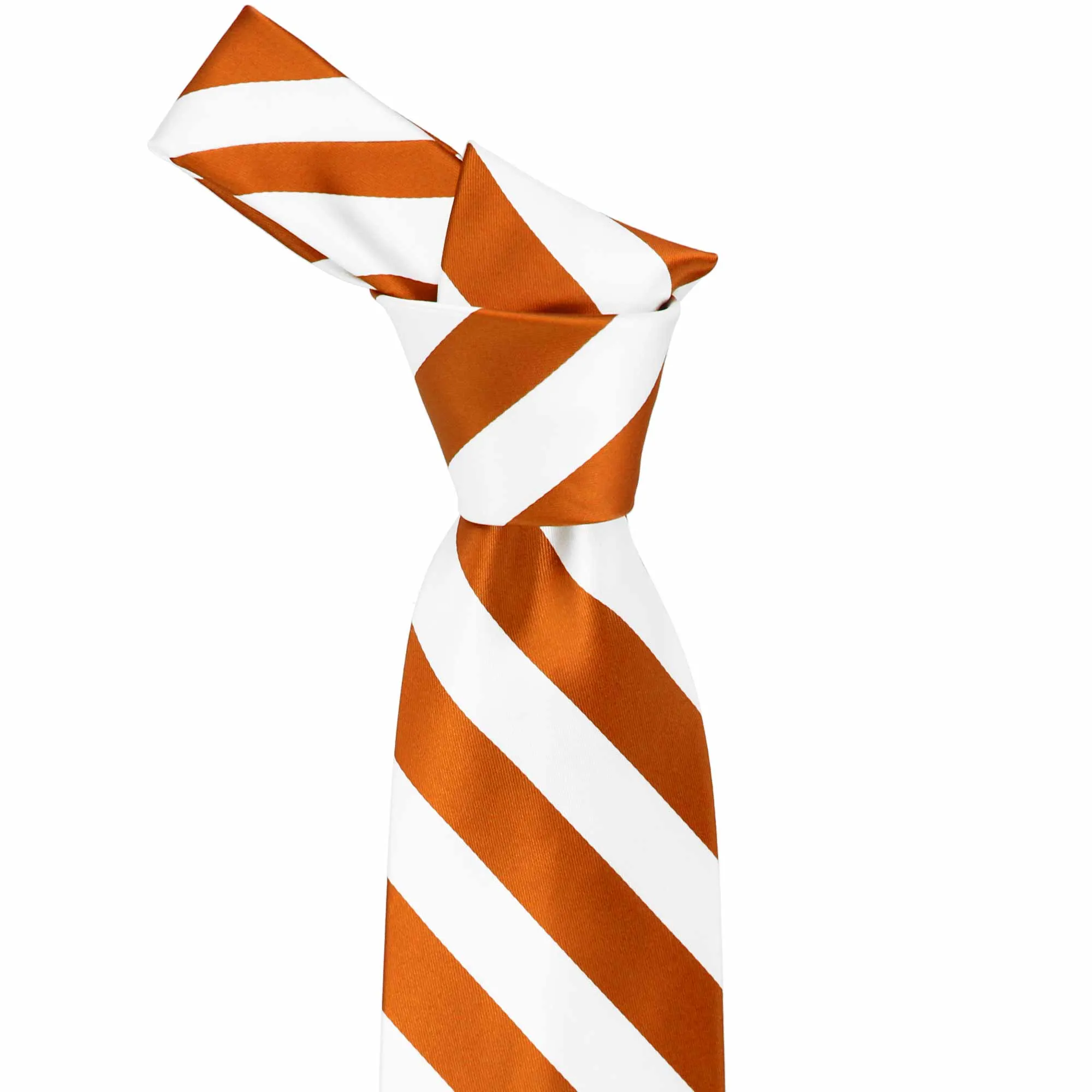 Burnt Orange and White Striped Tie