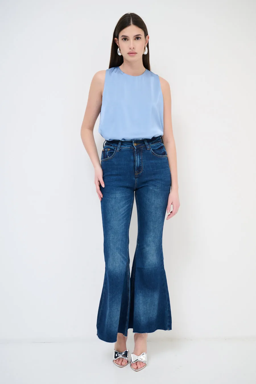 Classic denim flared pants wholesale