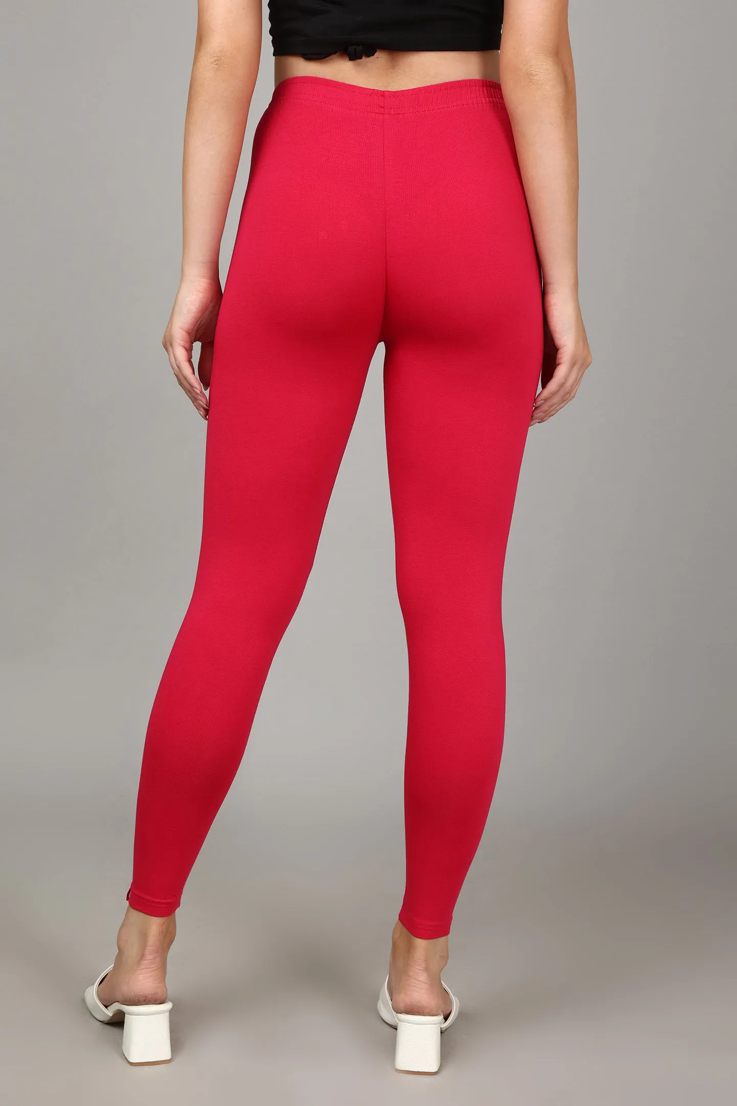 COTTON ANKLE LEGGINGS - FUSHIA