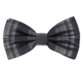 Dark Gray and Silver Delano Plaid Bow Tie
