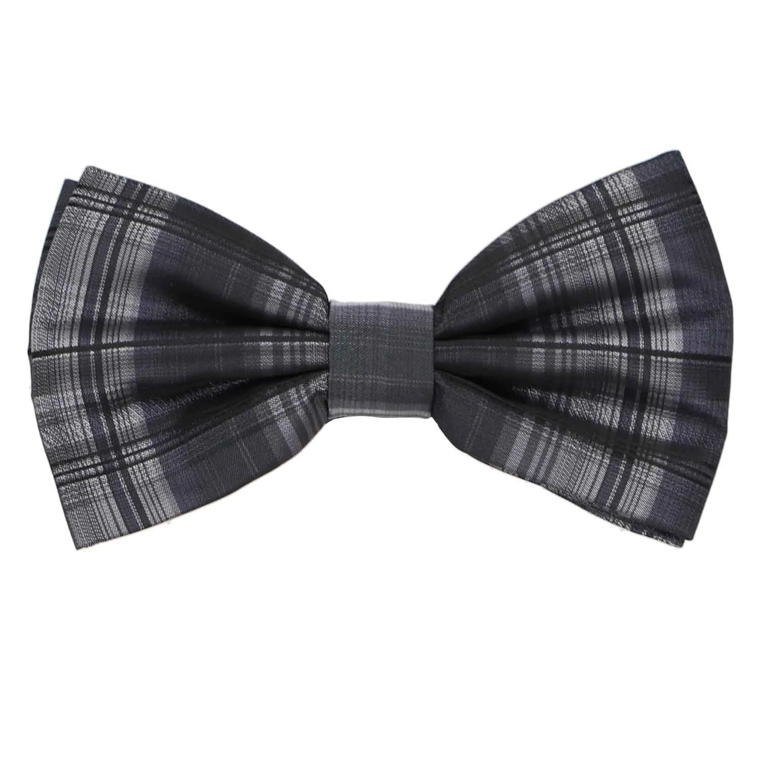 Dark Gray and Silver Delano Plaid Bow Tie