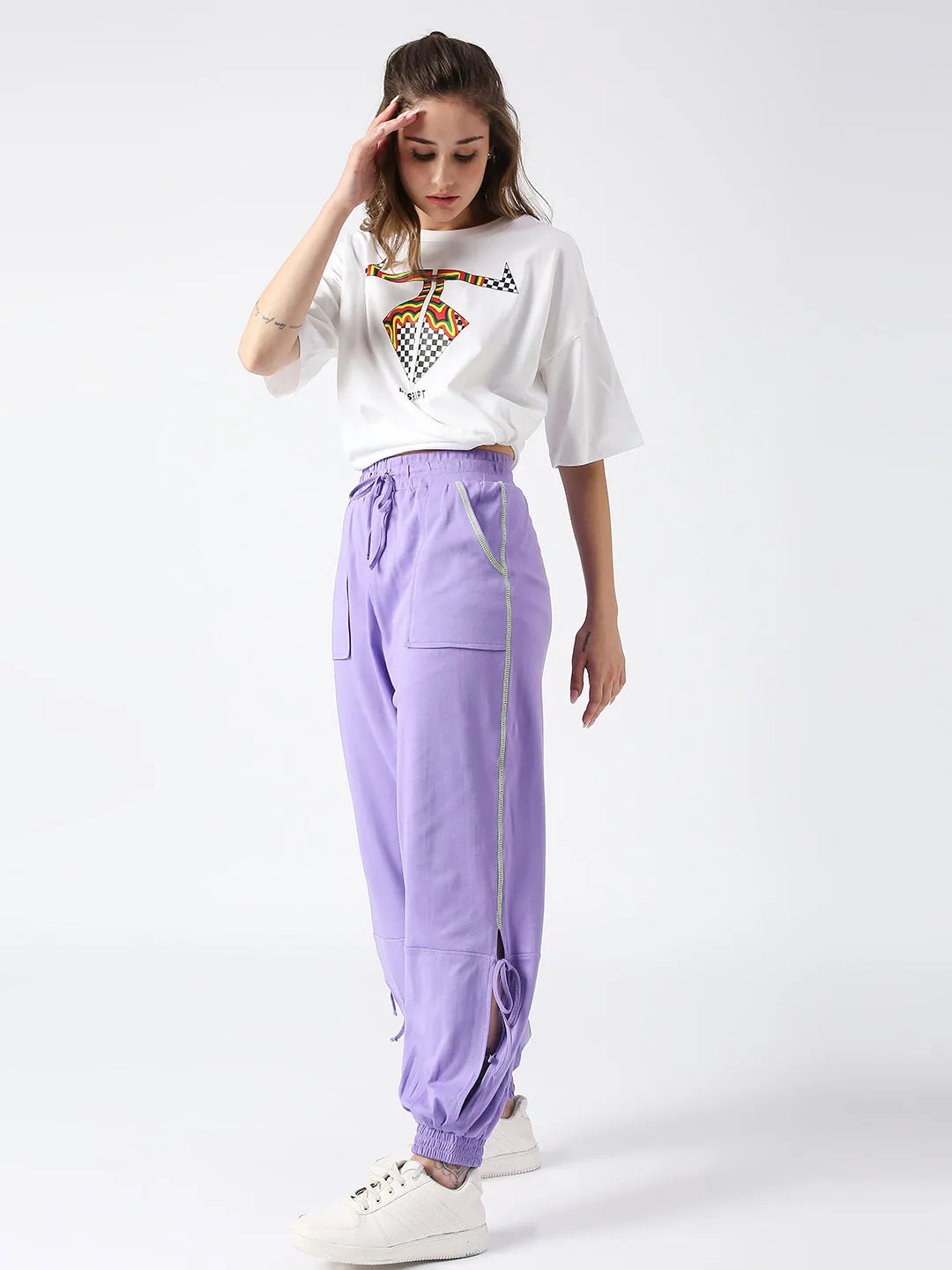 Disrupt Purple Low-crotch Long Length Jogger For Women