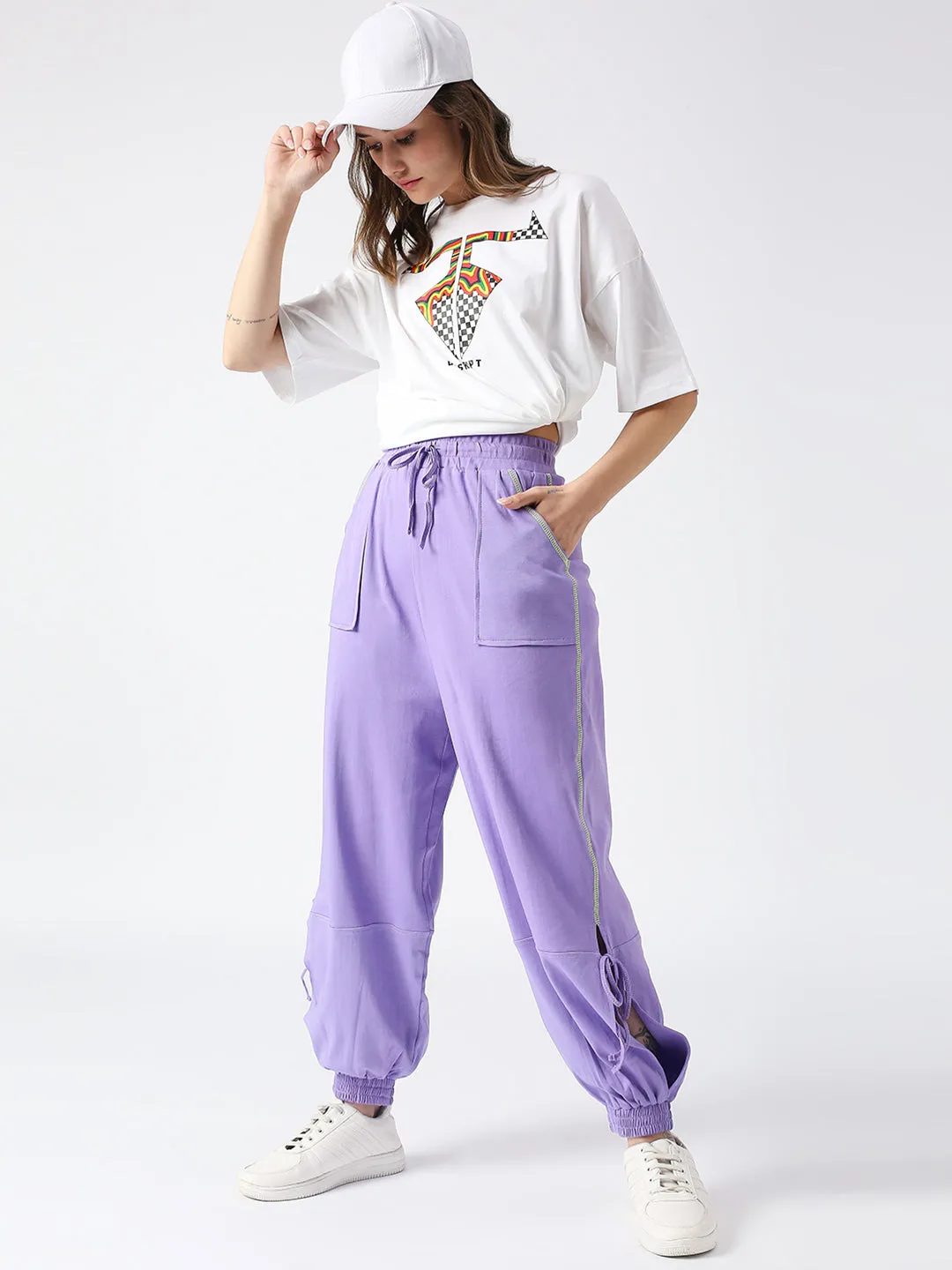 Disrupt Purple Low-crotch Long Length Jogger For Women