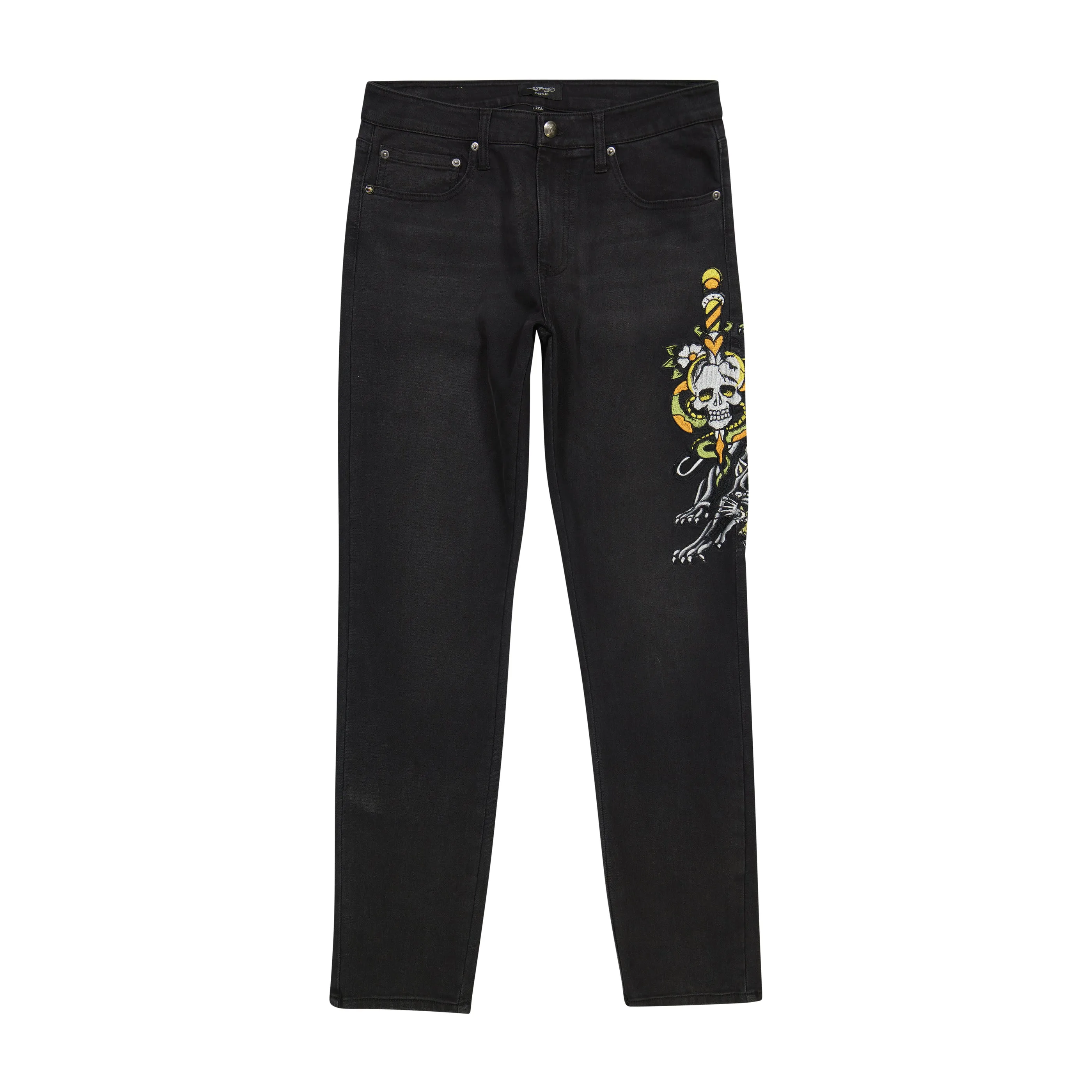 Ed Hardy Dagger Skull Slim Taper Jeans - Black