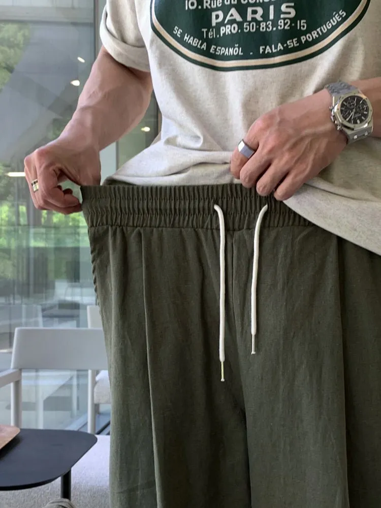 Elastic waist linen pants OR3141