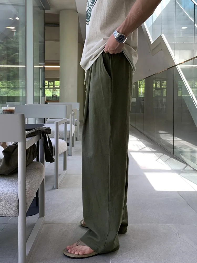 Elastic waist linen pants OR3141