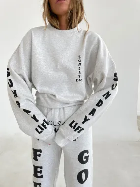 FEEL GOOD CREWNECK in LIGHT MISTY