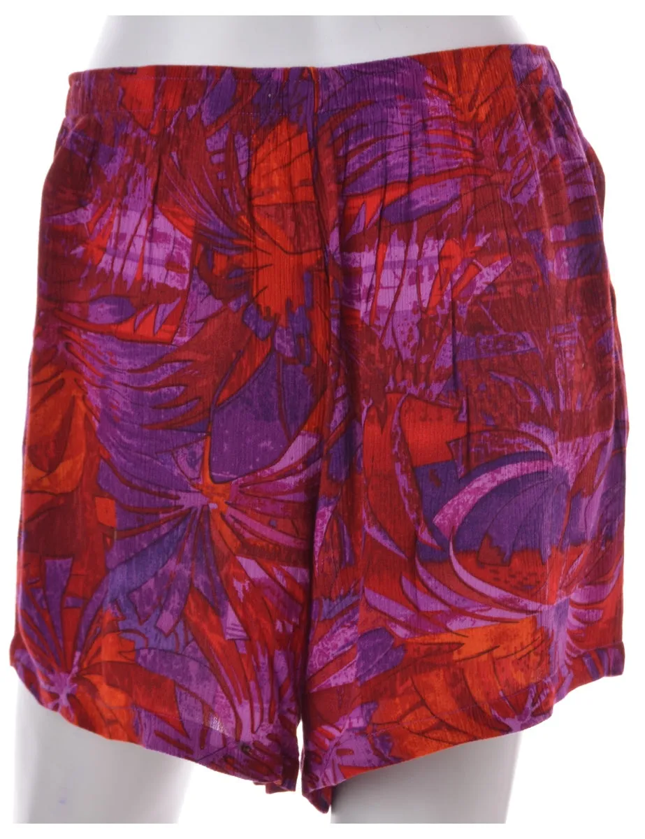Foliage Print Summer Shorts