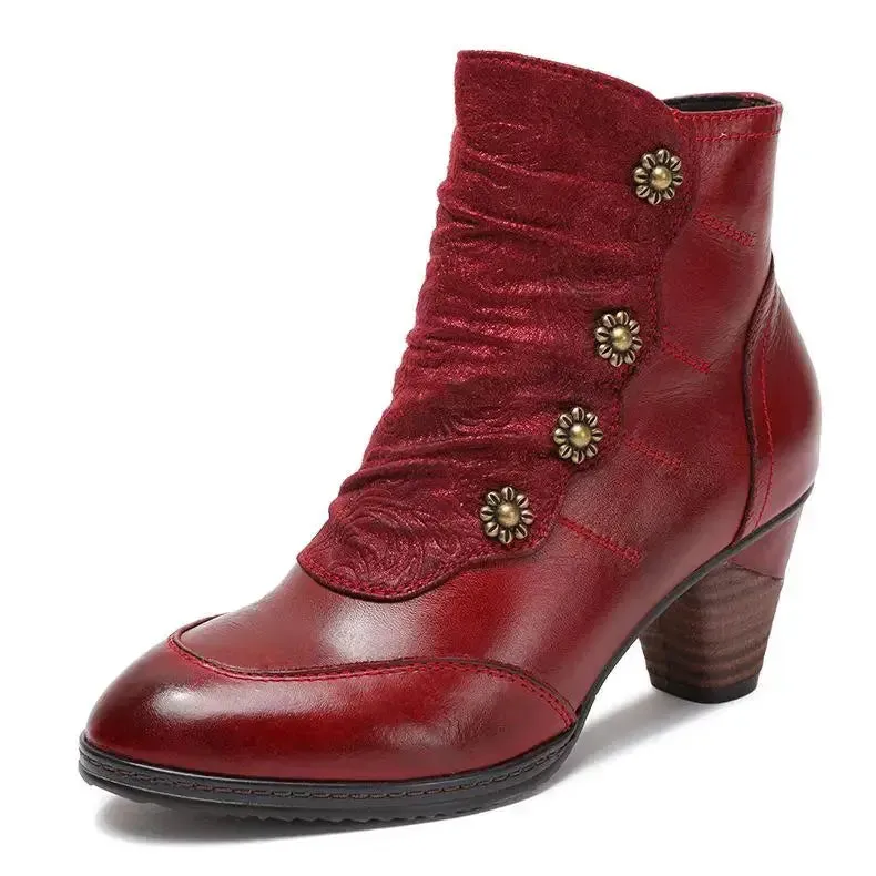 Girsby3 -  colorful Retro leather booties for women