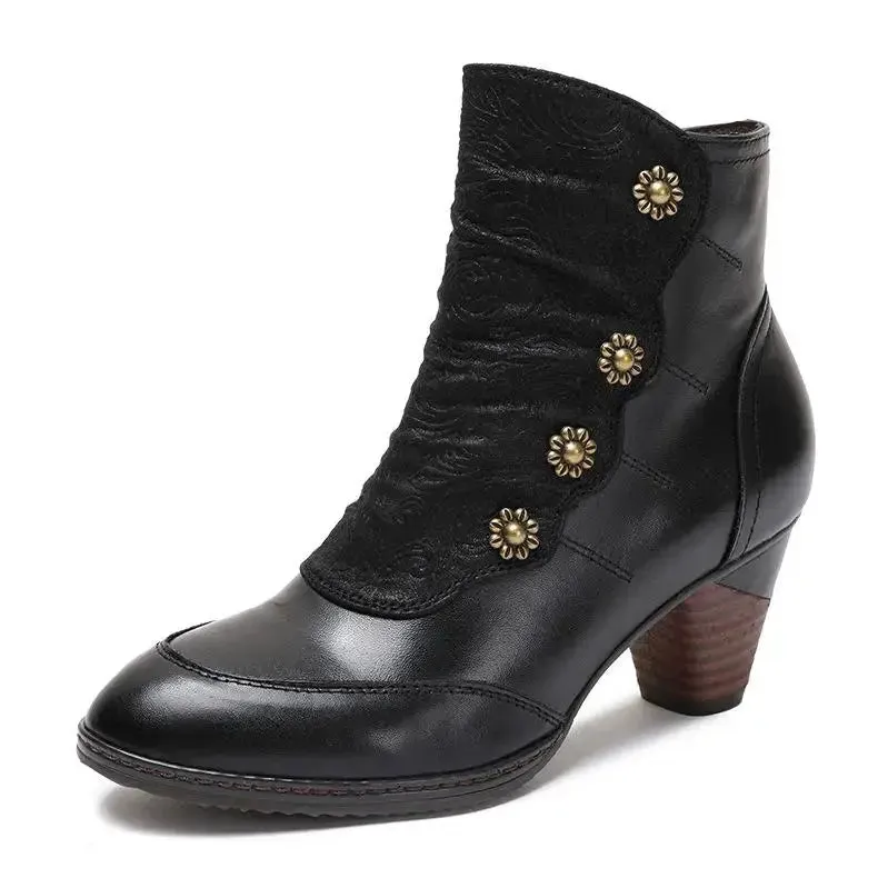 Girsby3 -  colorful Retro leather booties for women