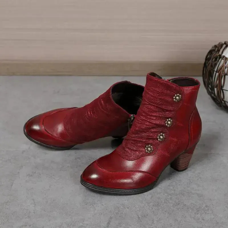 Girsby3 -  colorful Retro leather booties for women