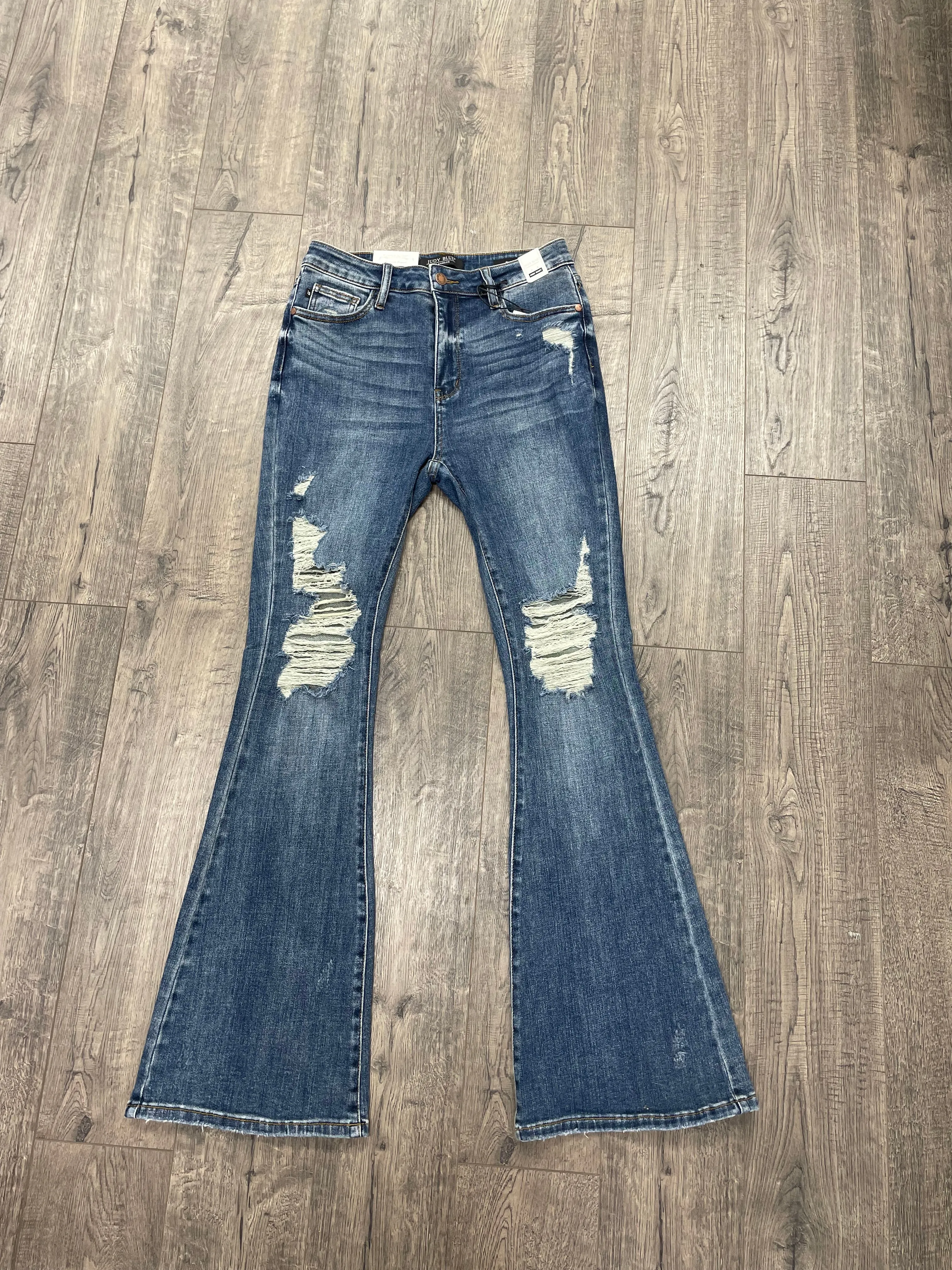 HIGH WAIST TALL KNEE DESTROY FLARE