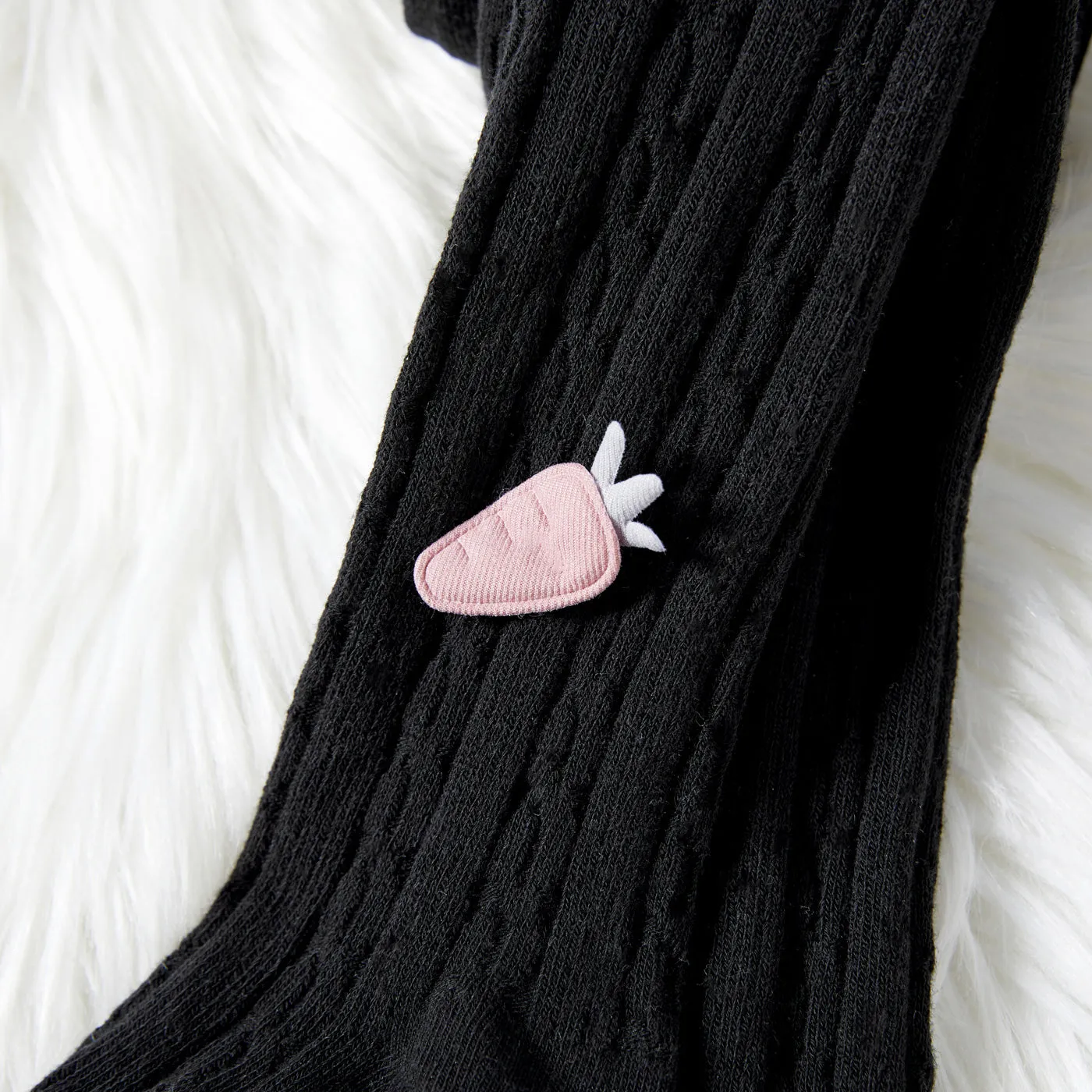 Kid Girl 100% Cotton Carrot Embroidered Knit Footie Leggings
