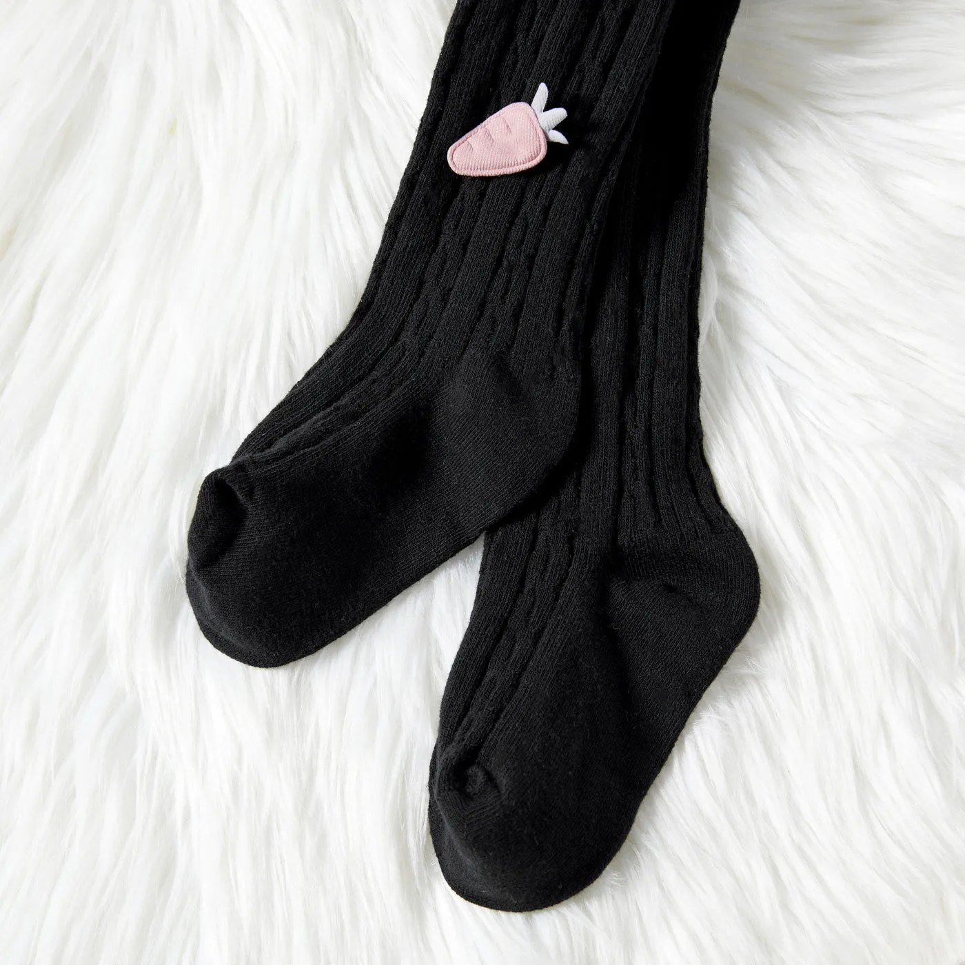 Kid Girl 100% Cotton Carrot Embroidered Knit Footie Leggings