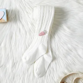 Kid Girl 100% Cotton Carrot Embroidered Knit Footie Leggings