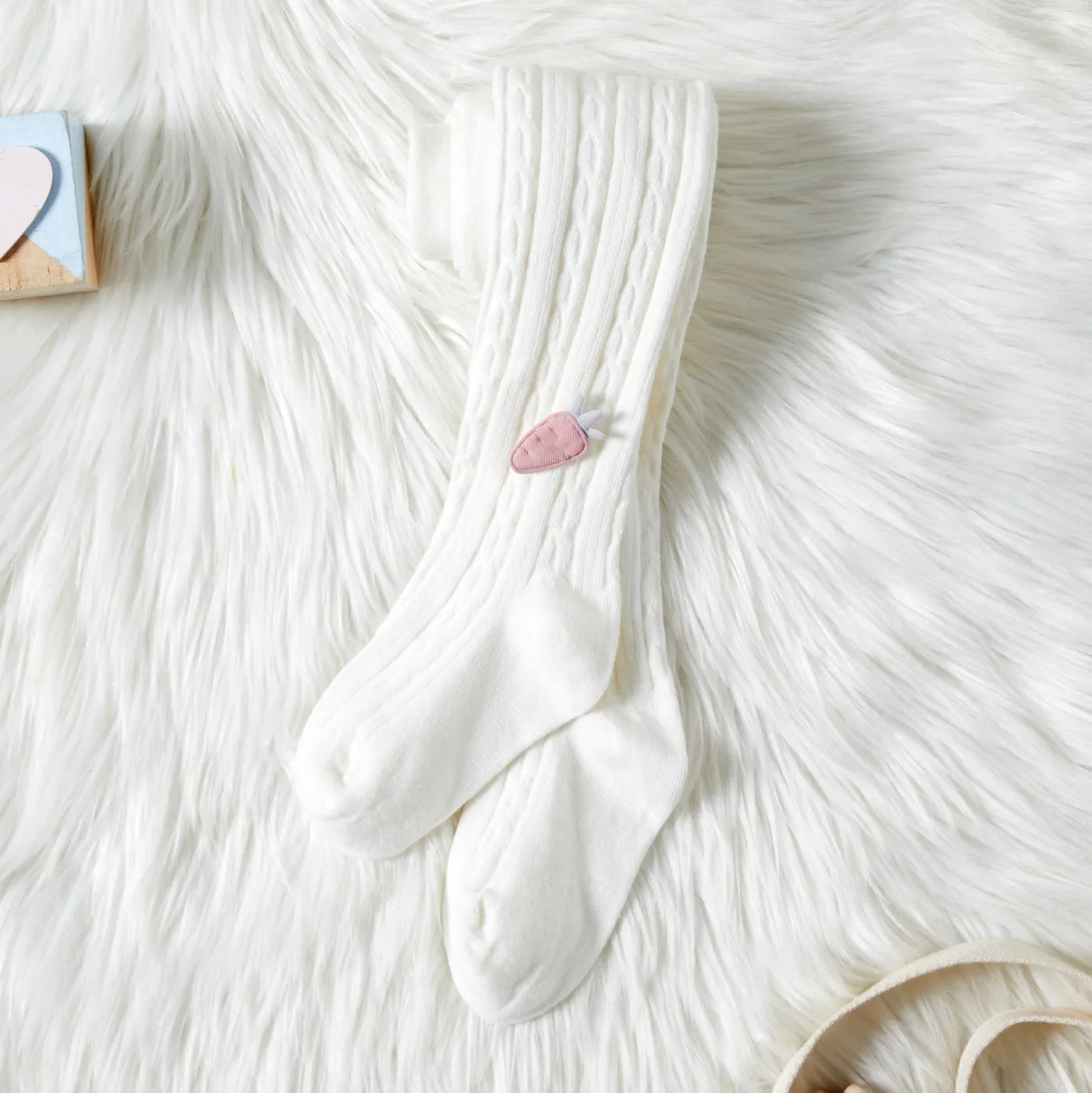 Kid Girl 100% Cotton Carrot Embroidered Knit Footie Leggings