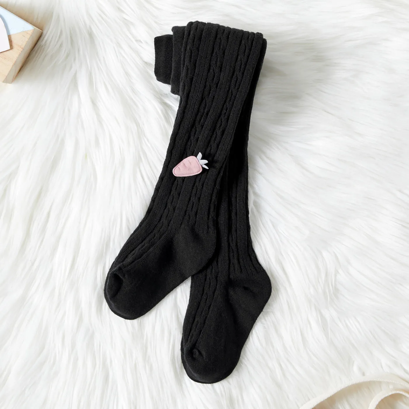 Kid Girl 100% Cotton Carrot Embroidered Knit Footie Leggings
