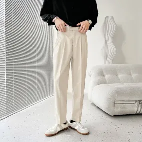 [Korean Style] Beige/Black Slim-Fit Casual Pants