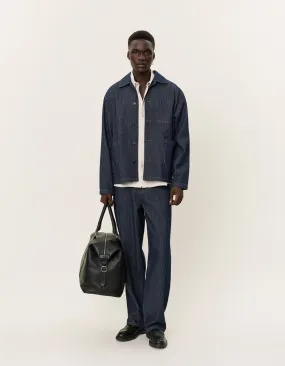 LES DEUX HUGH DENIM STRIPE OVERSHIRT 2.0 - DARK NAVY/WHITE