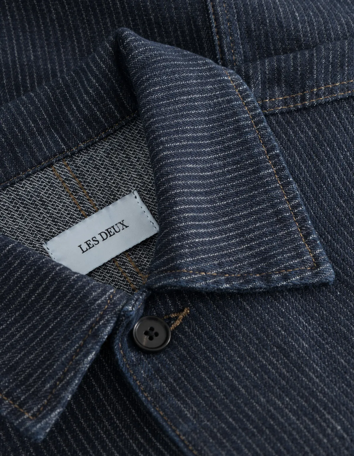 LES DEUX HUGH DENIM STRIPE OVERSHIRT 2.0 - DARK NAVY/WHITE