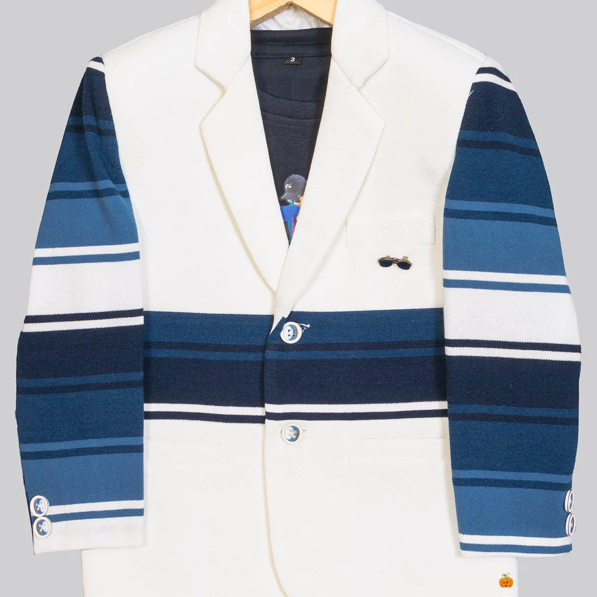 Linear Blue Boys Suit and T-shirt