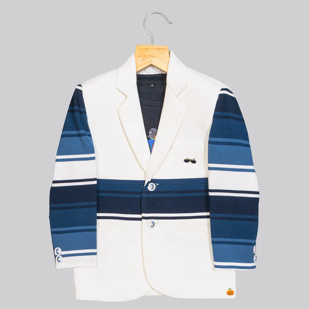 Linear Blue Boys Suit and T-shirt