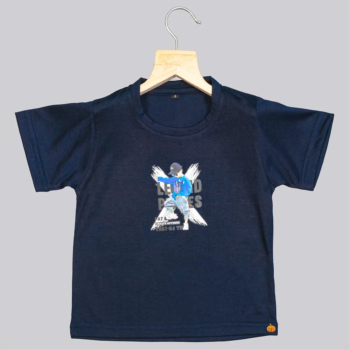 Linear Blue Boys Suit and T-shirt
