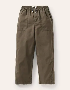 Lined Trousers-Khaki Green