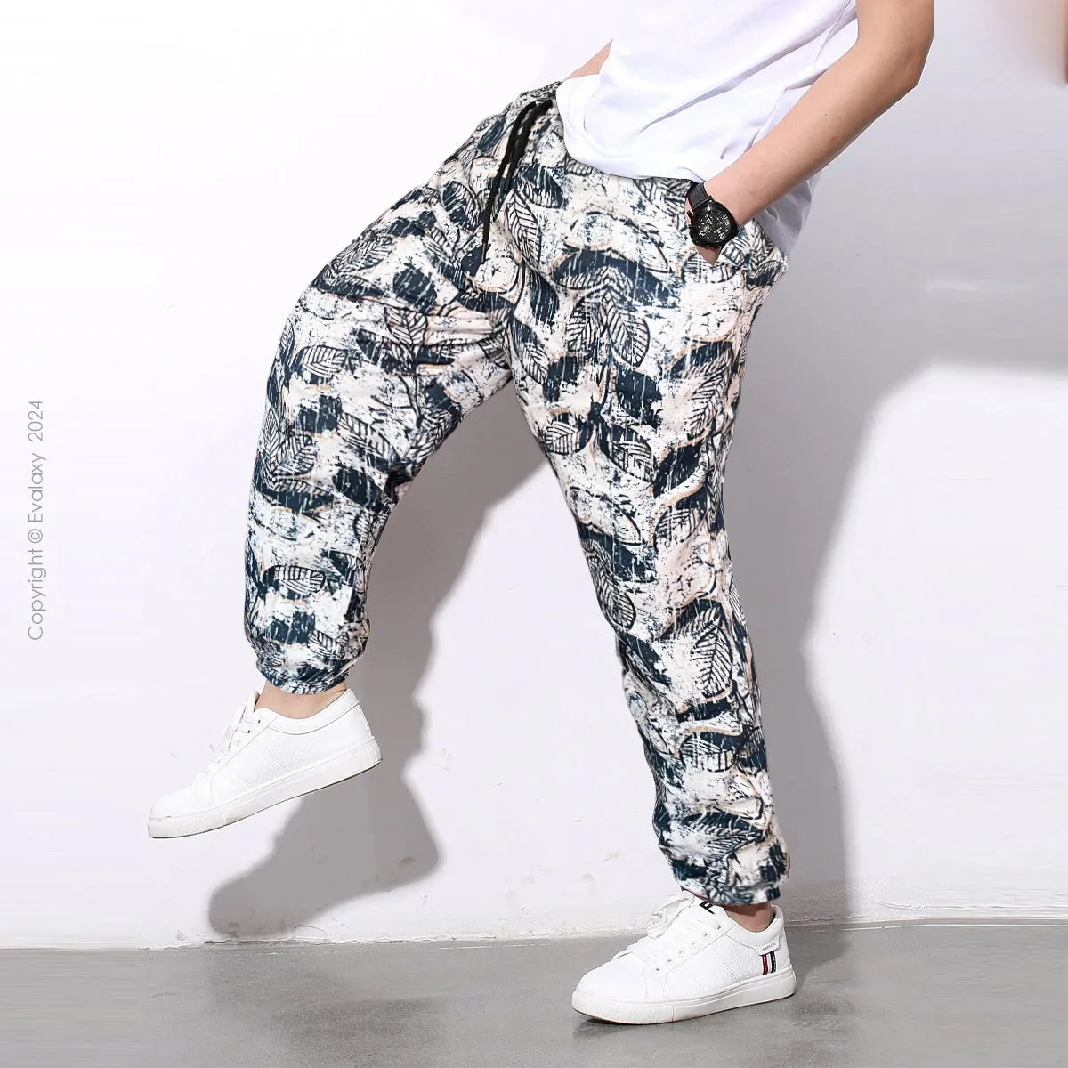 Loose Abstract Leaf Art Jogger Breathable Casual Harem Pants For Men & Women